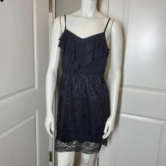 Xhilaration Black Ruffle Lace Mini Dress Size Medium Women's Juniors NWOT - Picture 8 of 13